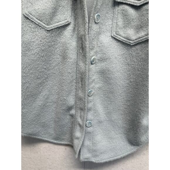 Joie Jacket Women Size Med. Light Blue Fleece Button Up Collared Shacket - Picture 2 of 10